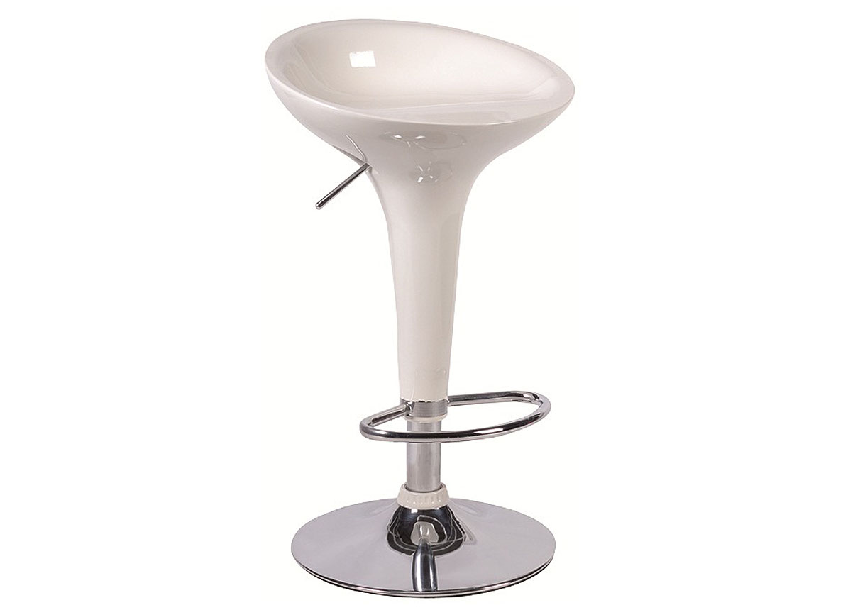 CHAISE BAR H67-89CM BLANC CHROME