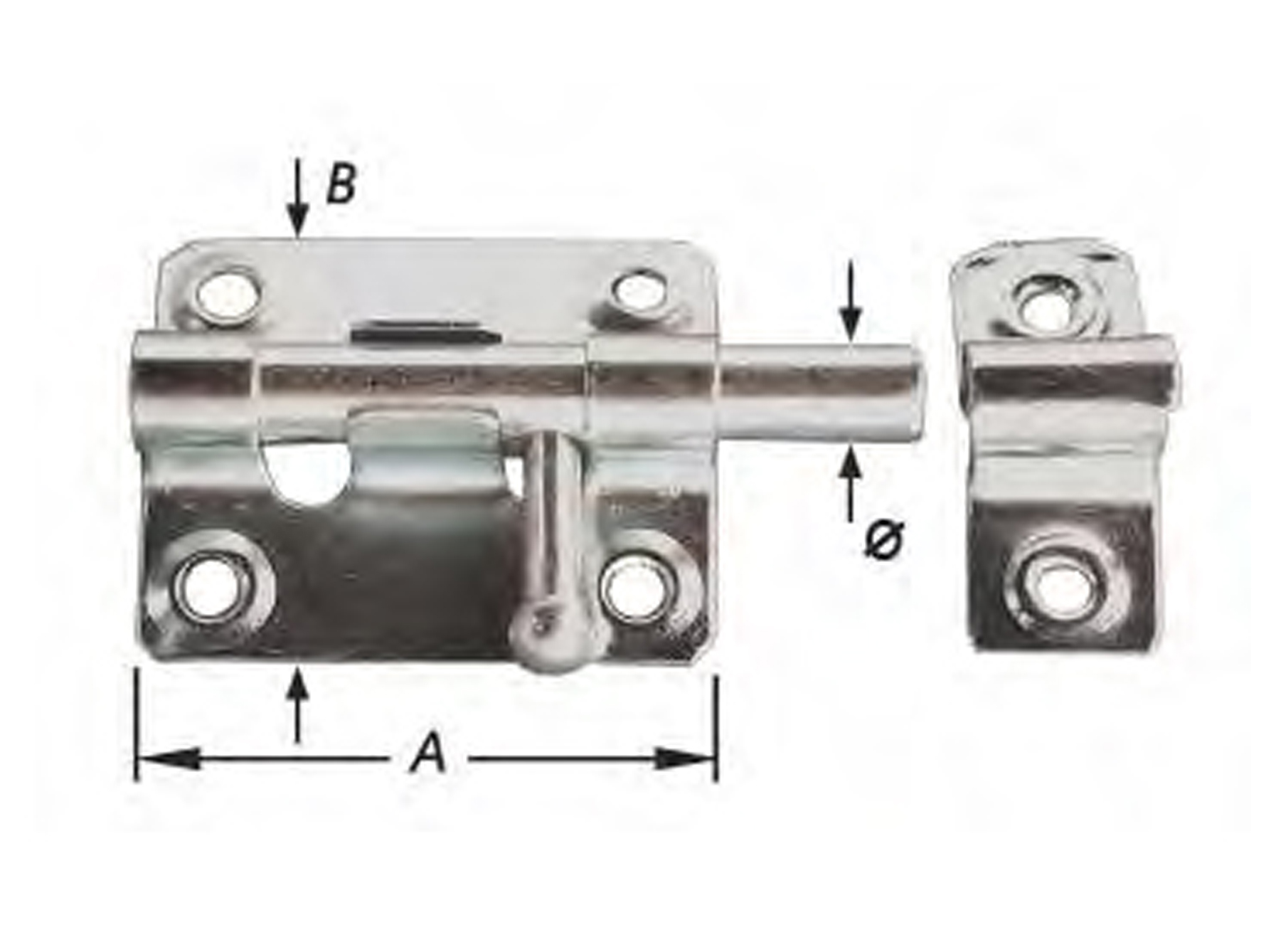 BOX-GRENDEL LICHT VERZINKT 45MM