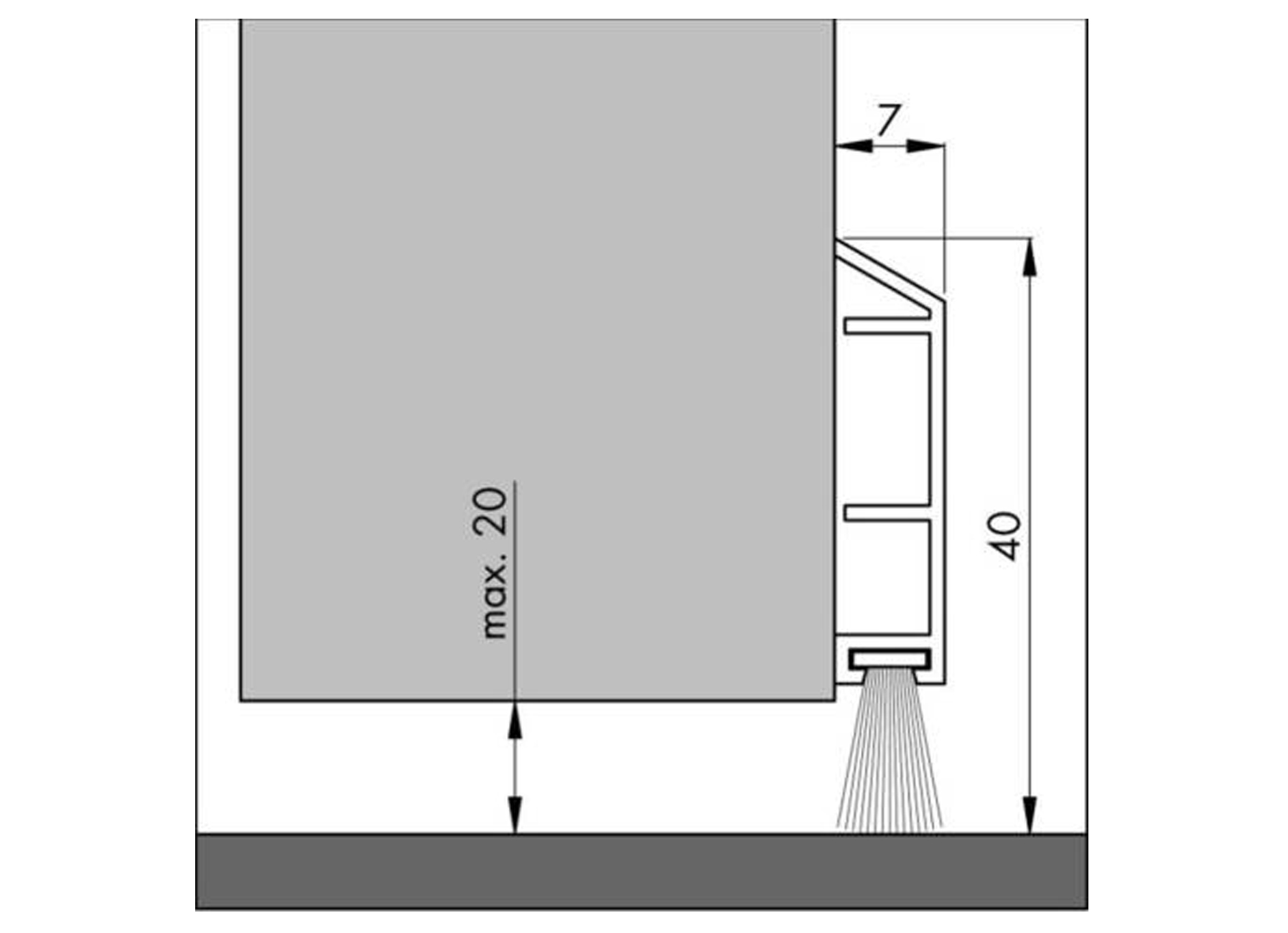 BAS DE PORTE DECO BRUN 40X7X1000MM