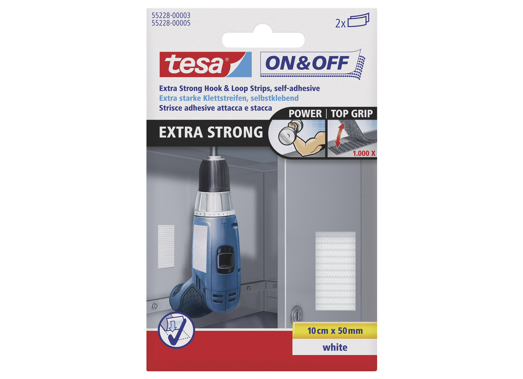 TESA EXTRA STRONG KLITTENBAND STRIPS WIT