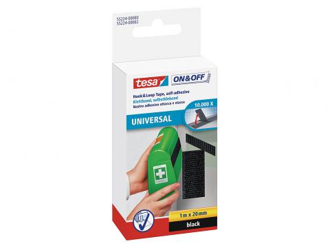 TESA ON & OFF KLITTENBAND 1M ZWART