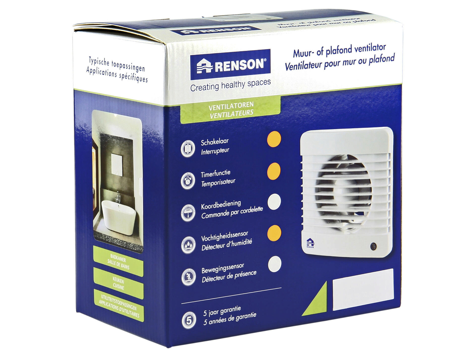 RENSON VENTILATEUR MECHANIQUE AVEC DETECTEUR D''HUMIDITE 7401H