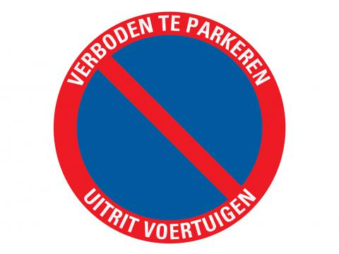 BORD ROND 18CM VERBODEN TE PARKEREN - UITRIT VOERTUIGEN