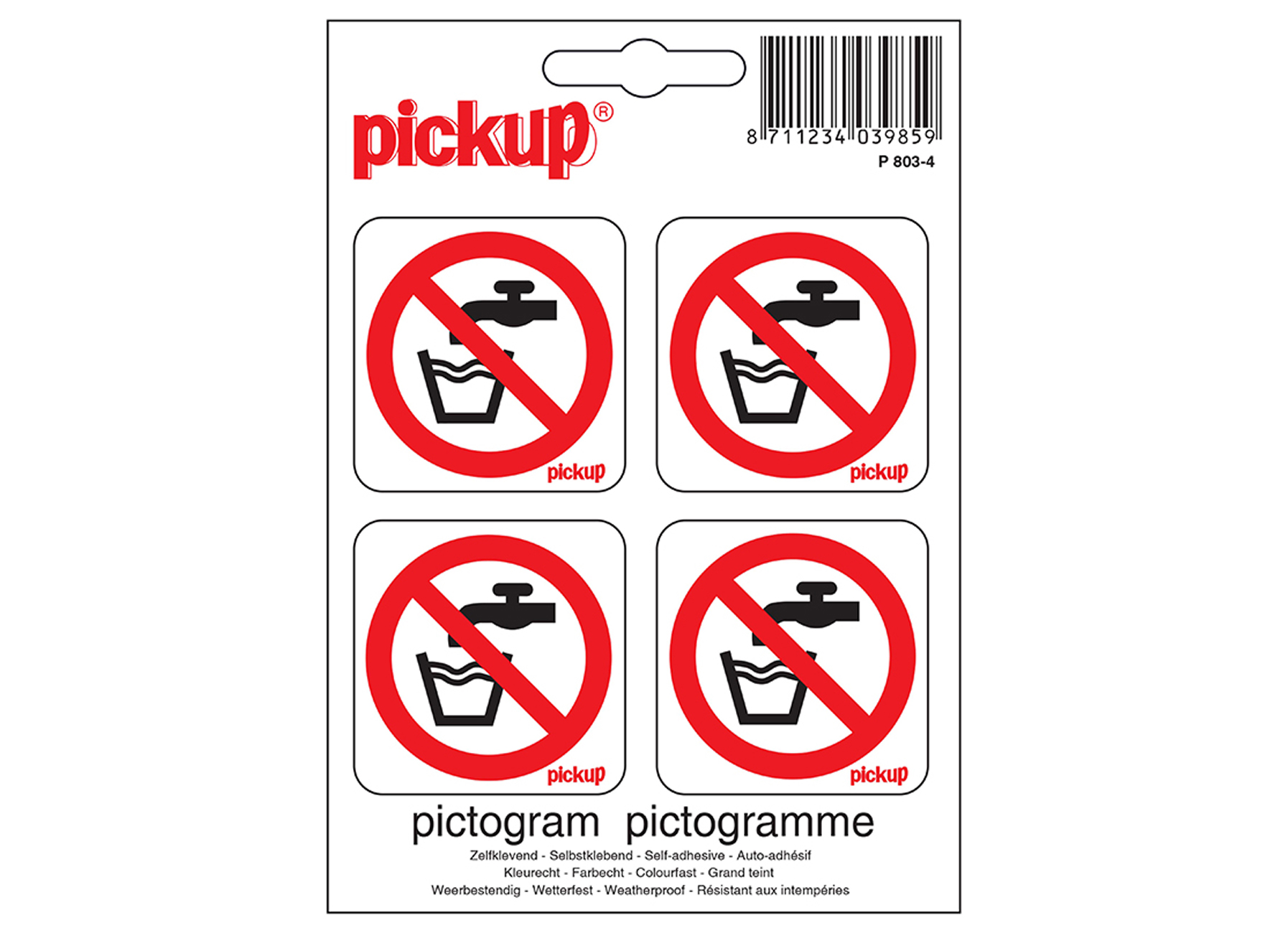 PICTOGRAM 5X5CM GEEN DRINKWATER 4 STUKS