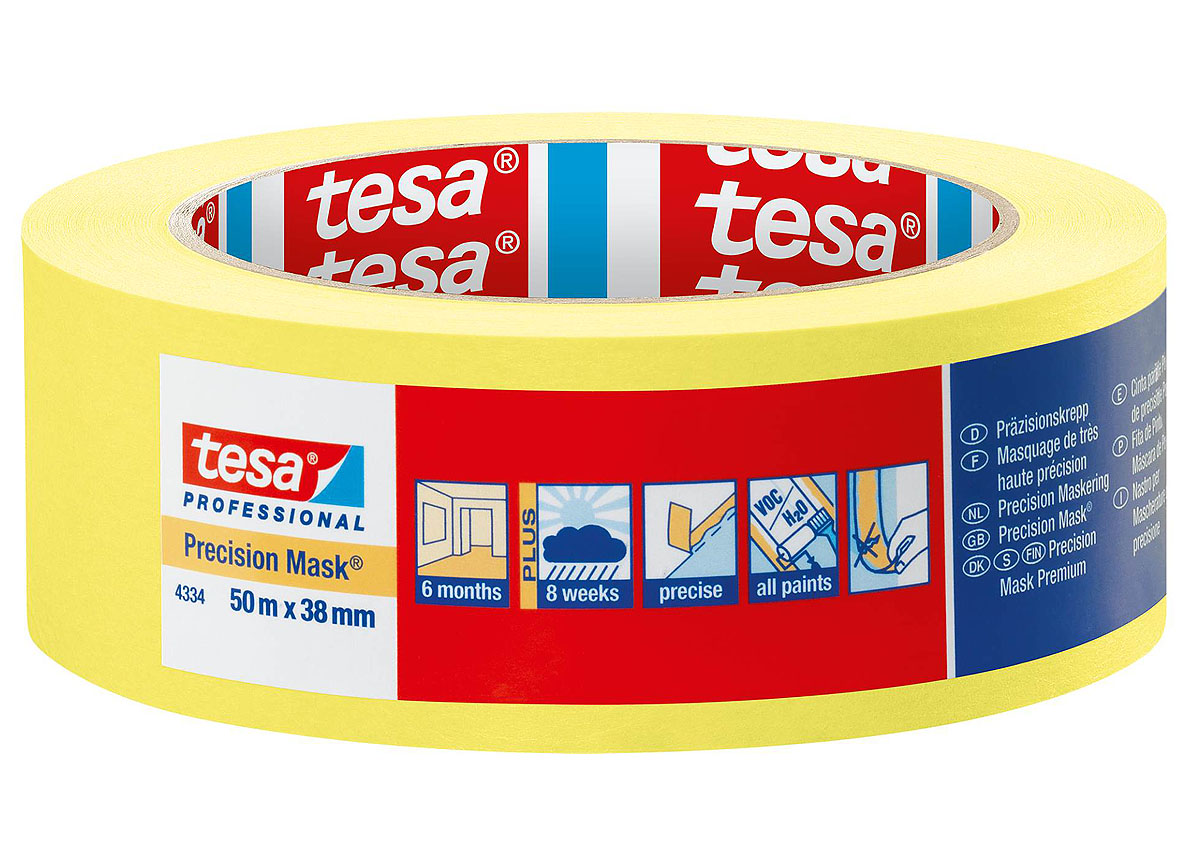 TESA PRECISIE AFPLAKBAND 4334 GEEL 25MMX50M