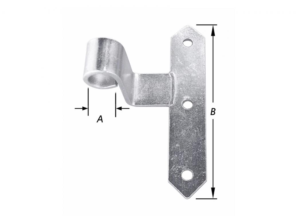 DRAAILUIKHENG T-MODEL MET BOCHT VERZINKT RECHTS 18X150MM