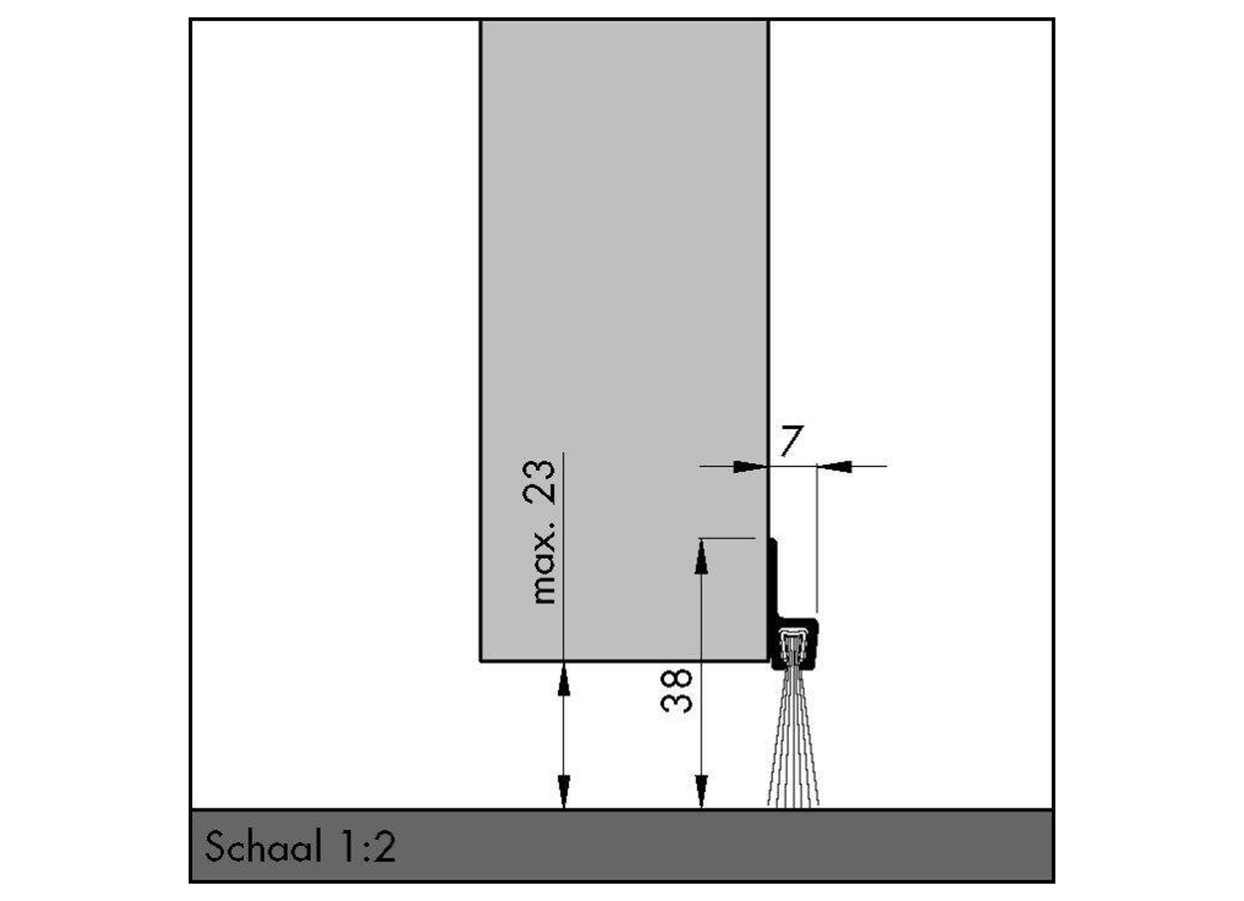 PROFIL DE CALFEUTREMENT AVEC BROSSE 38X7X2500MM