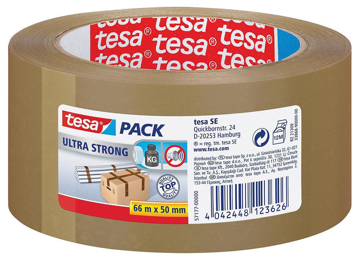 TESAPACK ULTRA STRONG PVC BRUIN 66M X 50MM