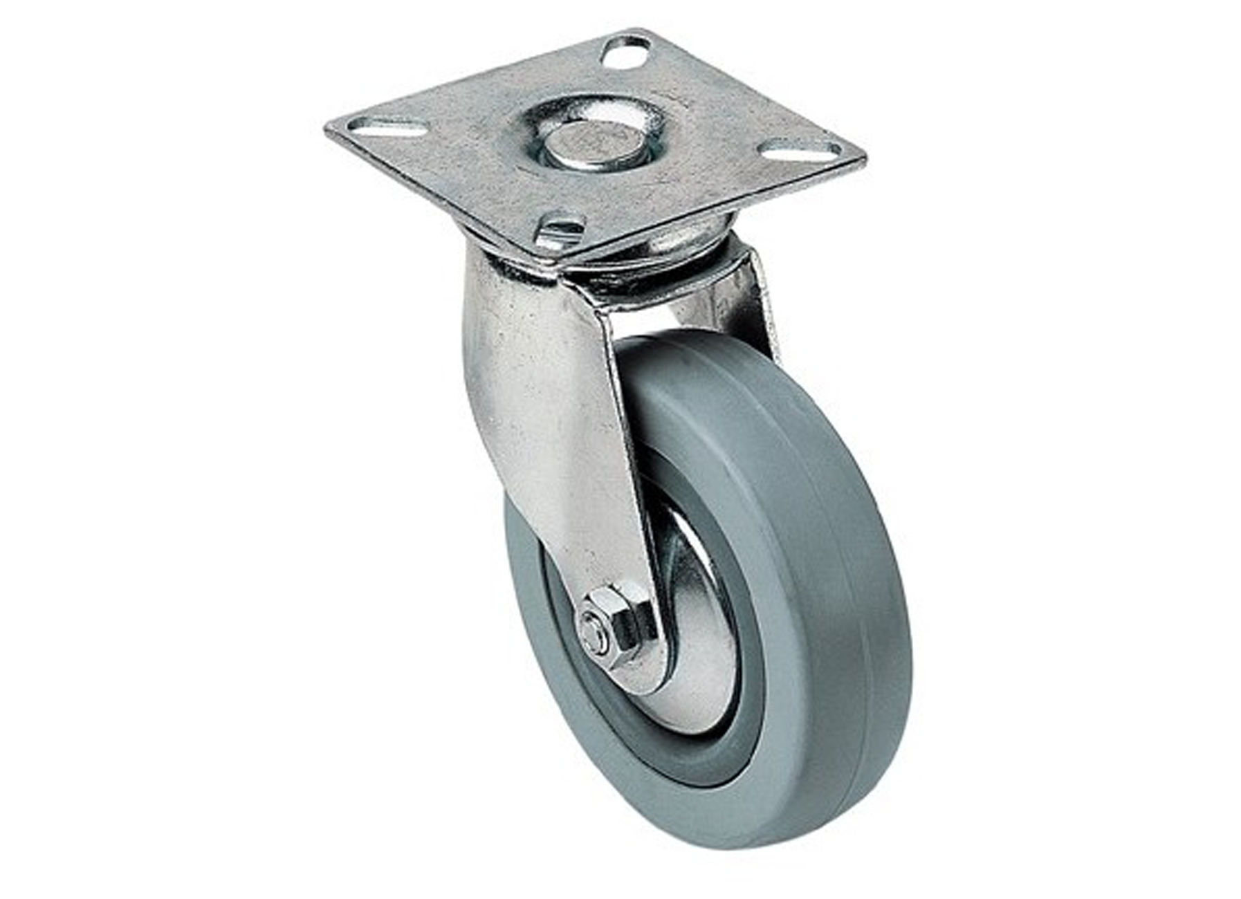ROULETTE GRISE CAOUTCHOUC 75MM