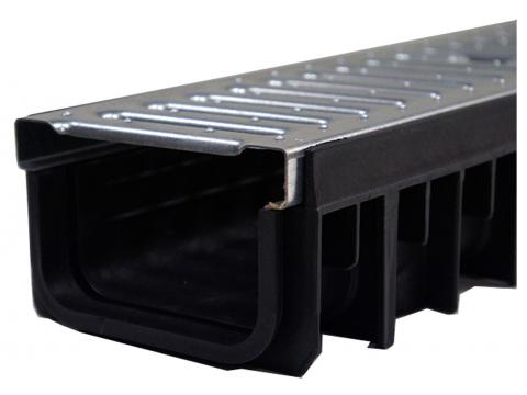 CANIVEAU PE + GRILLE GALVANISE L=1M H=50MM