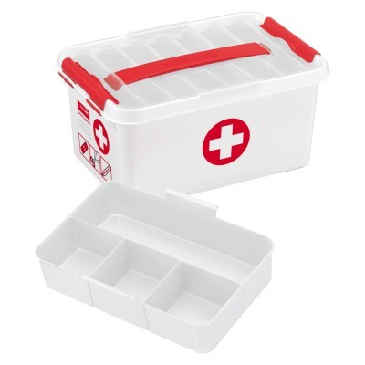 Q-LINE FIRST AID BOX 6L MET INZET WIT/TRANSPARANT/ROOD