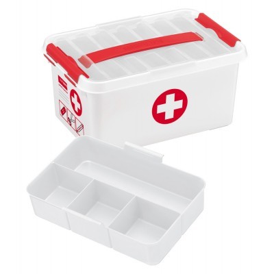 Q-LINE FIRST AID BOX 6L AVEC INSERT BLANC/TRANSPARENT/ROUGE