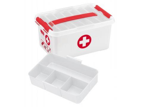 Q-LINE FIRST AID BOX 6L AVEC INSERT BLANC/TRANSPARENT/ROUGE