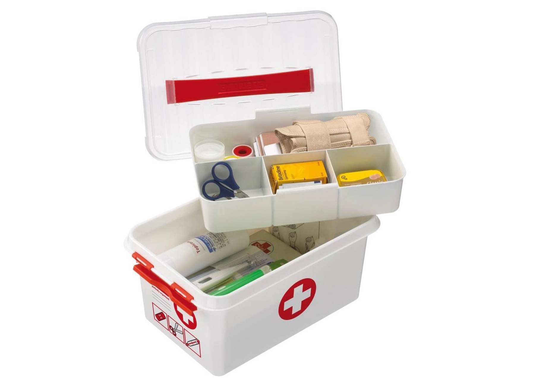 Q-LINE FIRST AID BOX 6L AVEC INSERT BLANC/TRANSPARENT/ROUGE