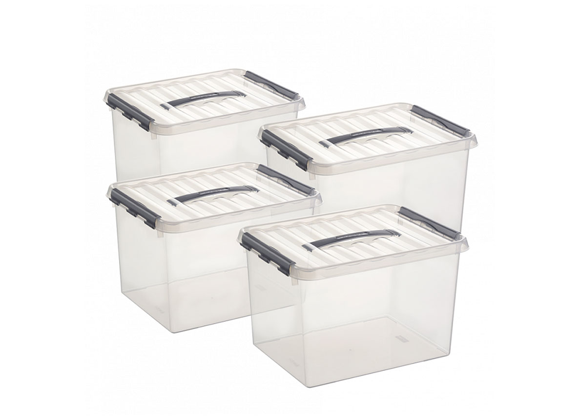 Q-LINE BOX 22L TRANSPARENT/METAL 4 PIECES