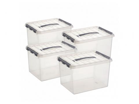 Q-LINE BOX 22L TRANSPARANT/METAAL 4 STUKS