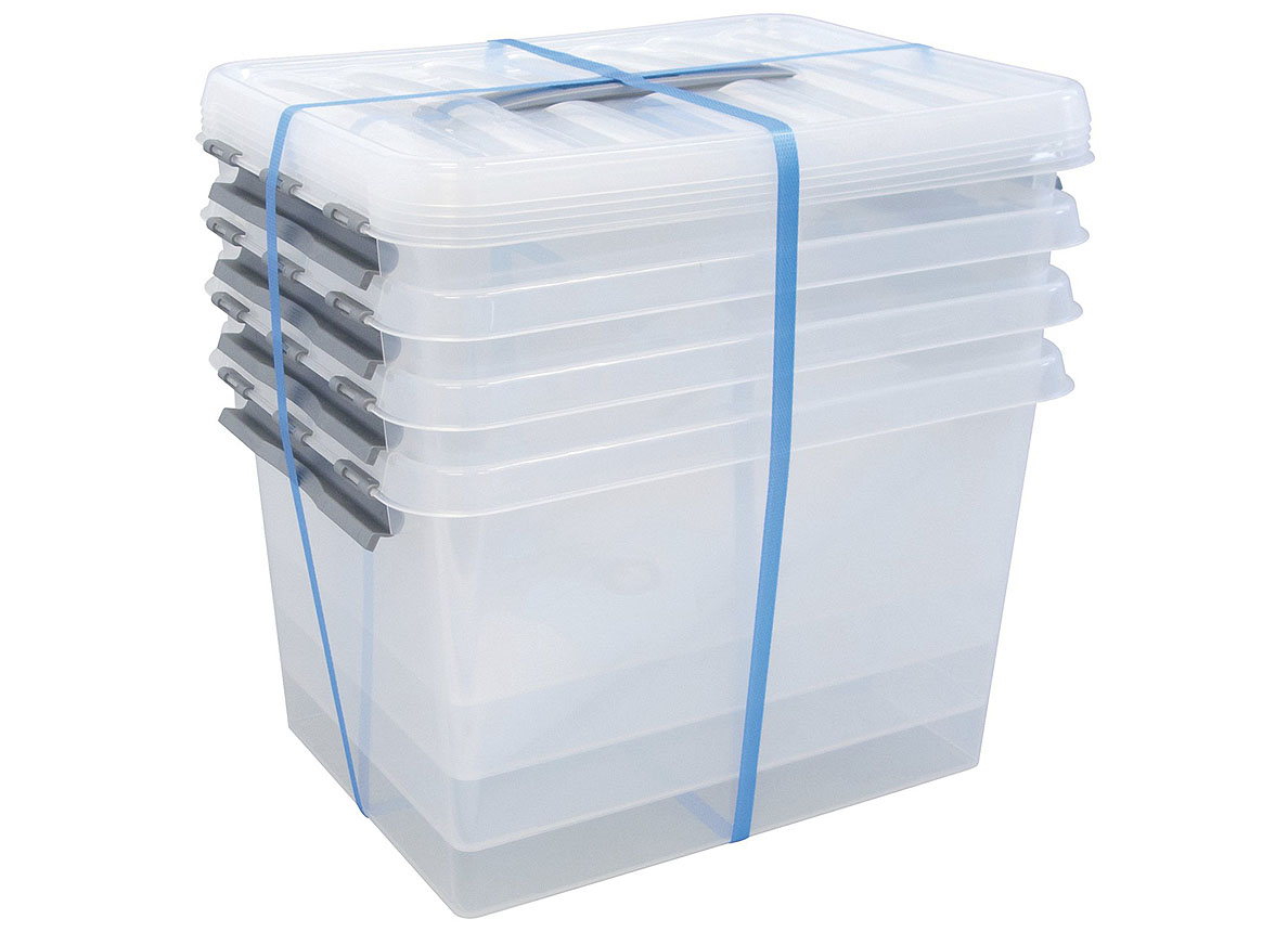 Q-LINE BOX 22L TRANSPARENT/METAL 4 PIECES