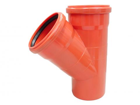 PVC T ROUGE-BRIQUE Ø110MM 45°