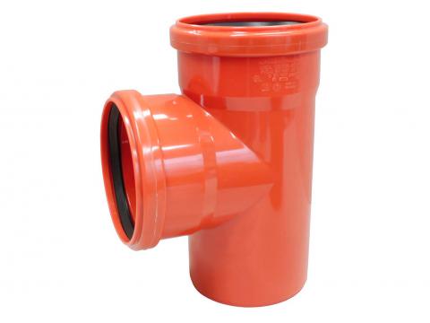 PVC T ROUGE-BRIQUE Ø110MM 87°