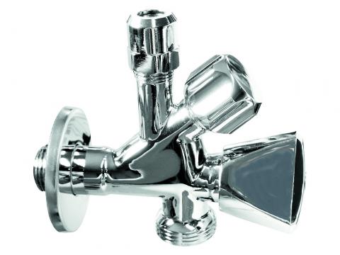 HOEKSTOPKRAAN MET WASMACHINEAANSLUITING 1/2''M X Ø10MM X 3/4''M CHROOM