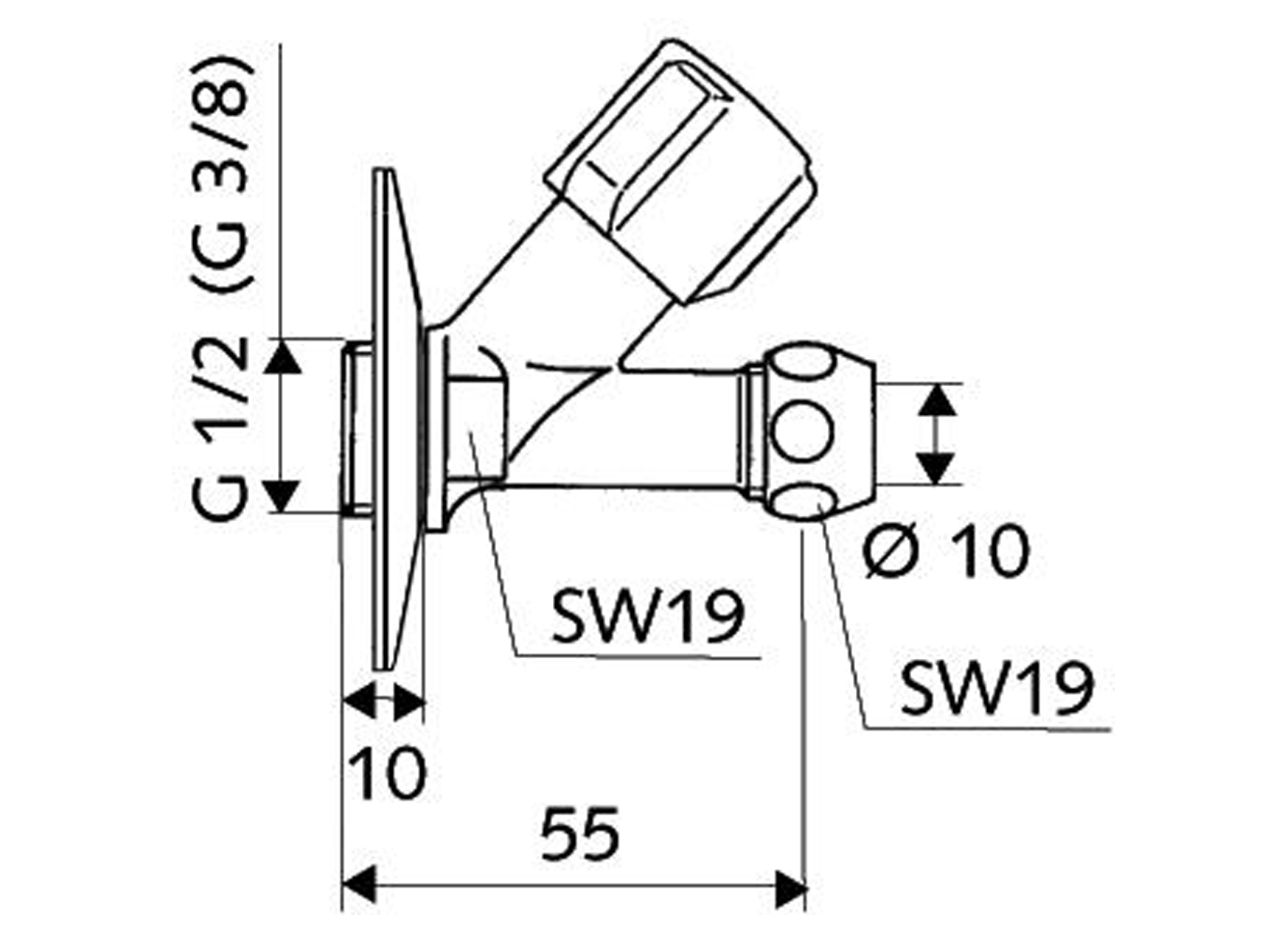 SCHELL 05901 STOPKRAAN RECHT MODEL 1/2''''M