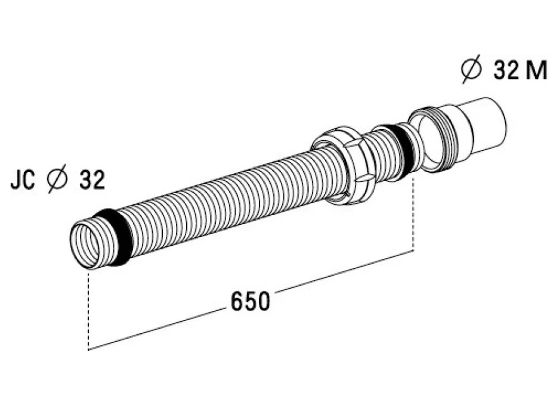 FLEXIBELE AANSLUITING VIDHOOFLEX Ø32 X 650MM