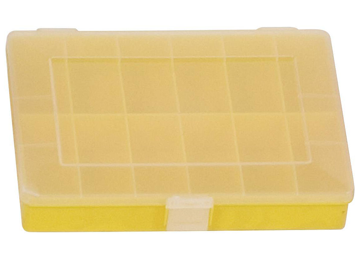 BOITE A ASSORTIMENT EN PP 12 COMPARTIMENTS 250 X 180 X 45MM JAUNE