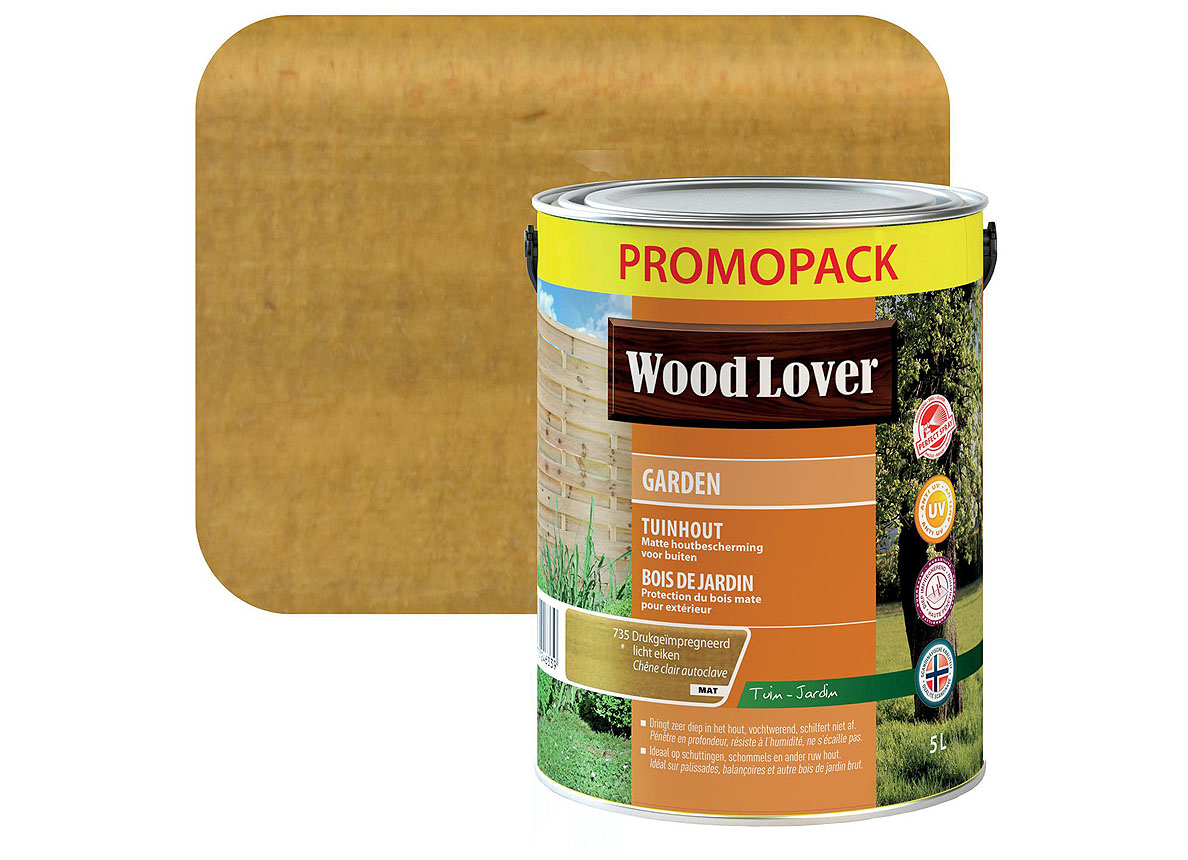 WOODLOVER LASURE BOIS GARDEN 5L CHENE CLAIR AUTOCLAVE