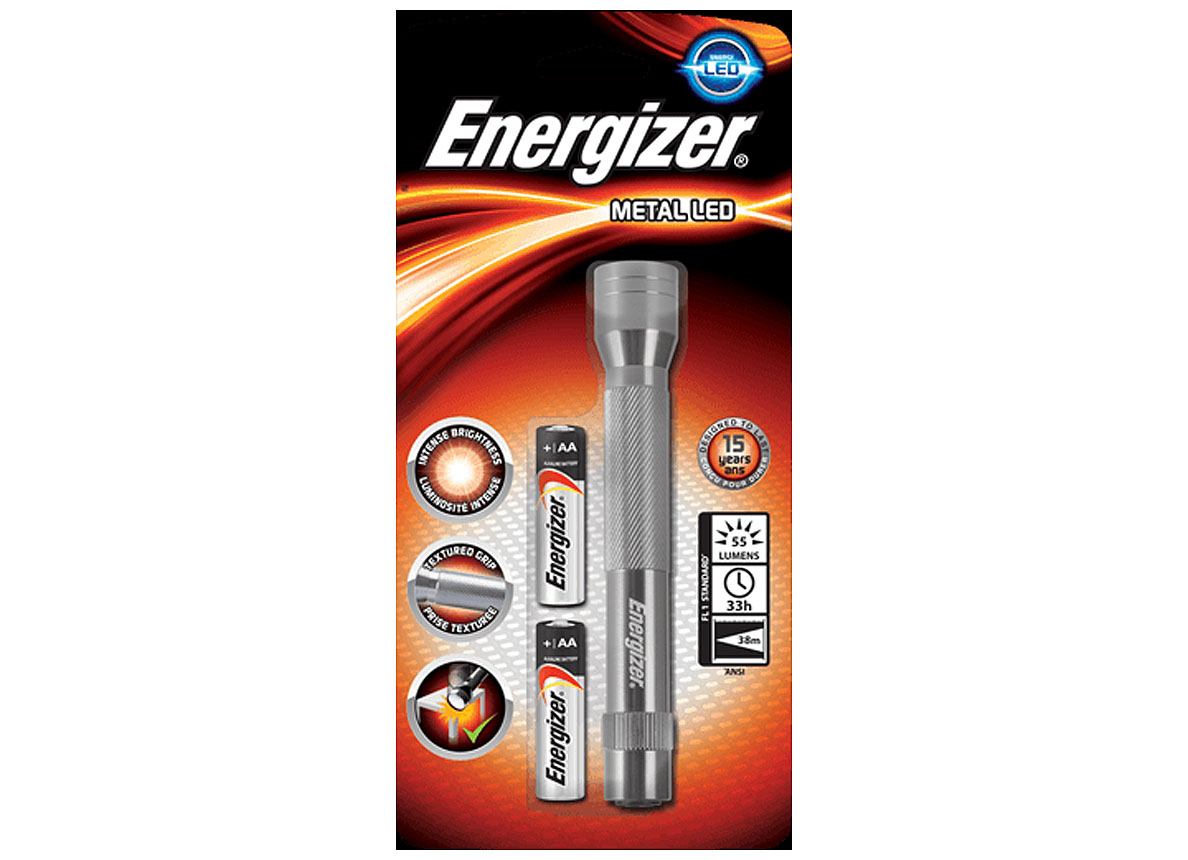 ENERGIZER ZAKLAMP METAL LED + 2 AA BATTERIJEN