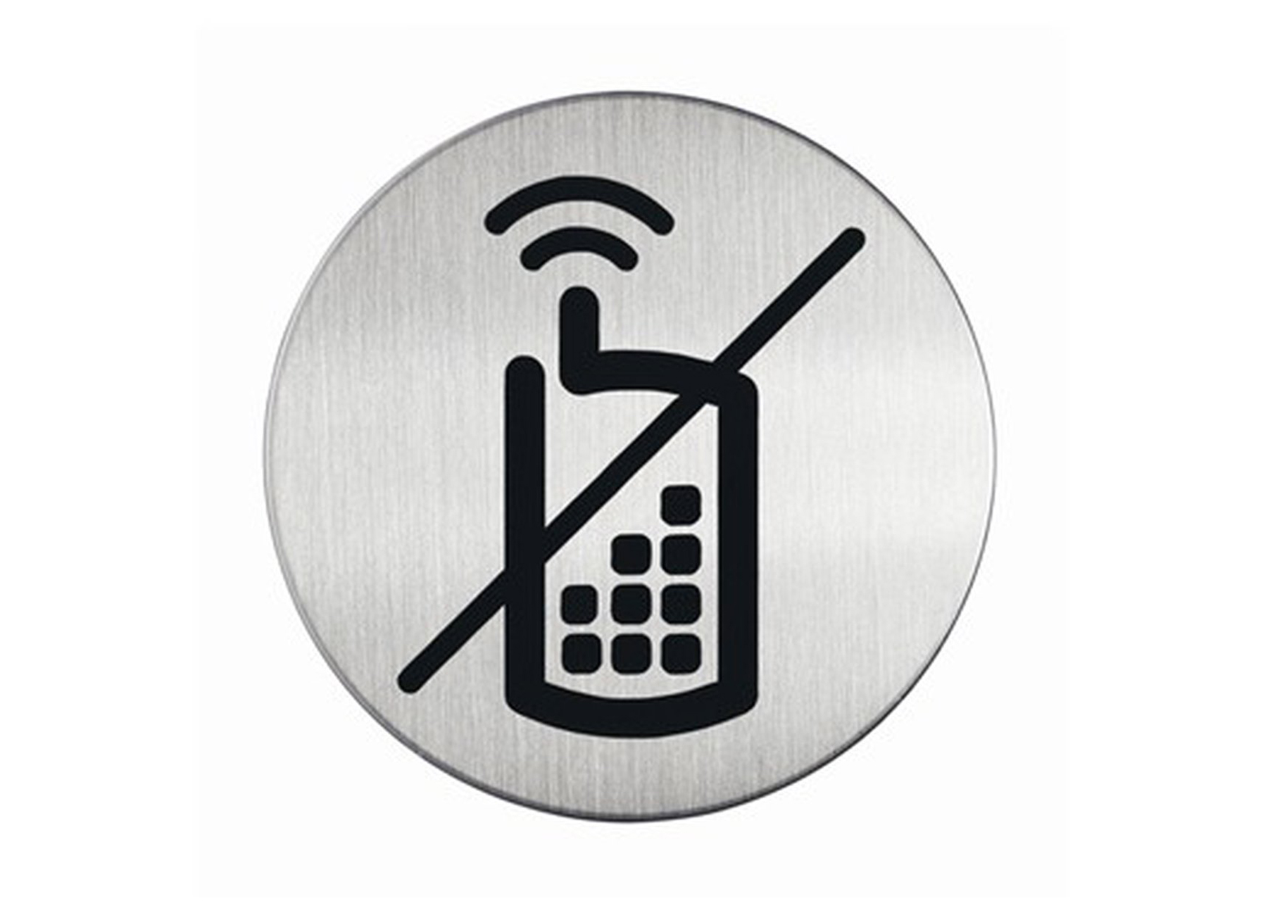 PICTOGRAM GEBORSTELD INOX GSM VERBODEN Ø83MM