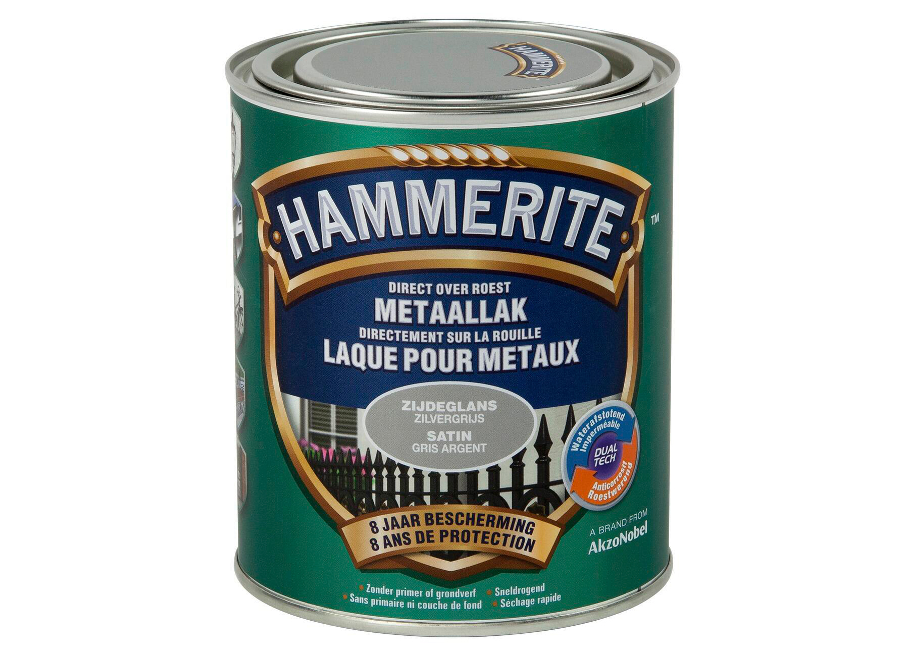 HAMMERITE LAQUE SATINEE POUR METAUX GRIS ARGENT 750ML