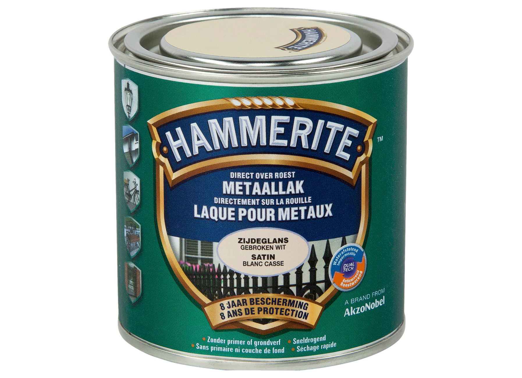 HAMMERITE LAQUE SATINEE POUR METAUX BLANC CASSE 250ML