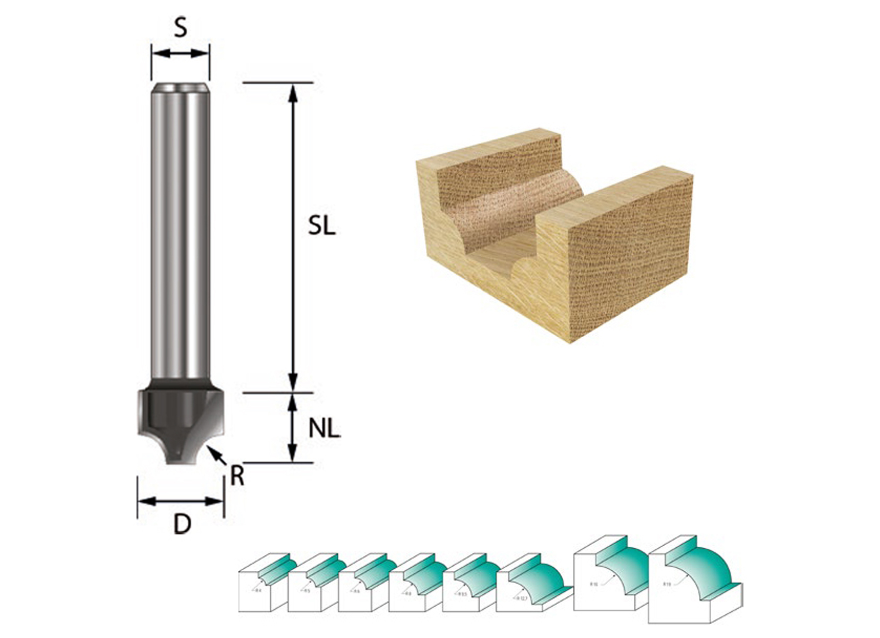 ENT HW KWARTRONDFREES S8 R6 Ø23X13 L=45MM