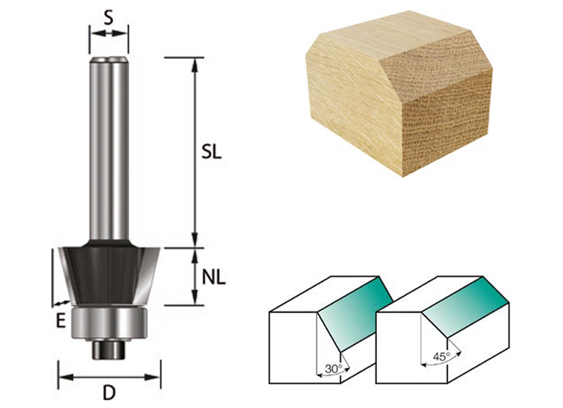 ENT HW FRAISE POUR AFFLEURER ROULEMENT A BILLES S8 15°X9.5MM