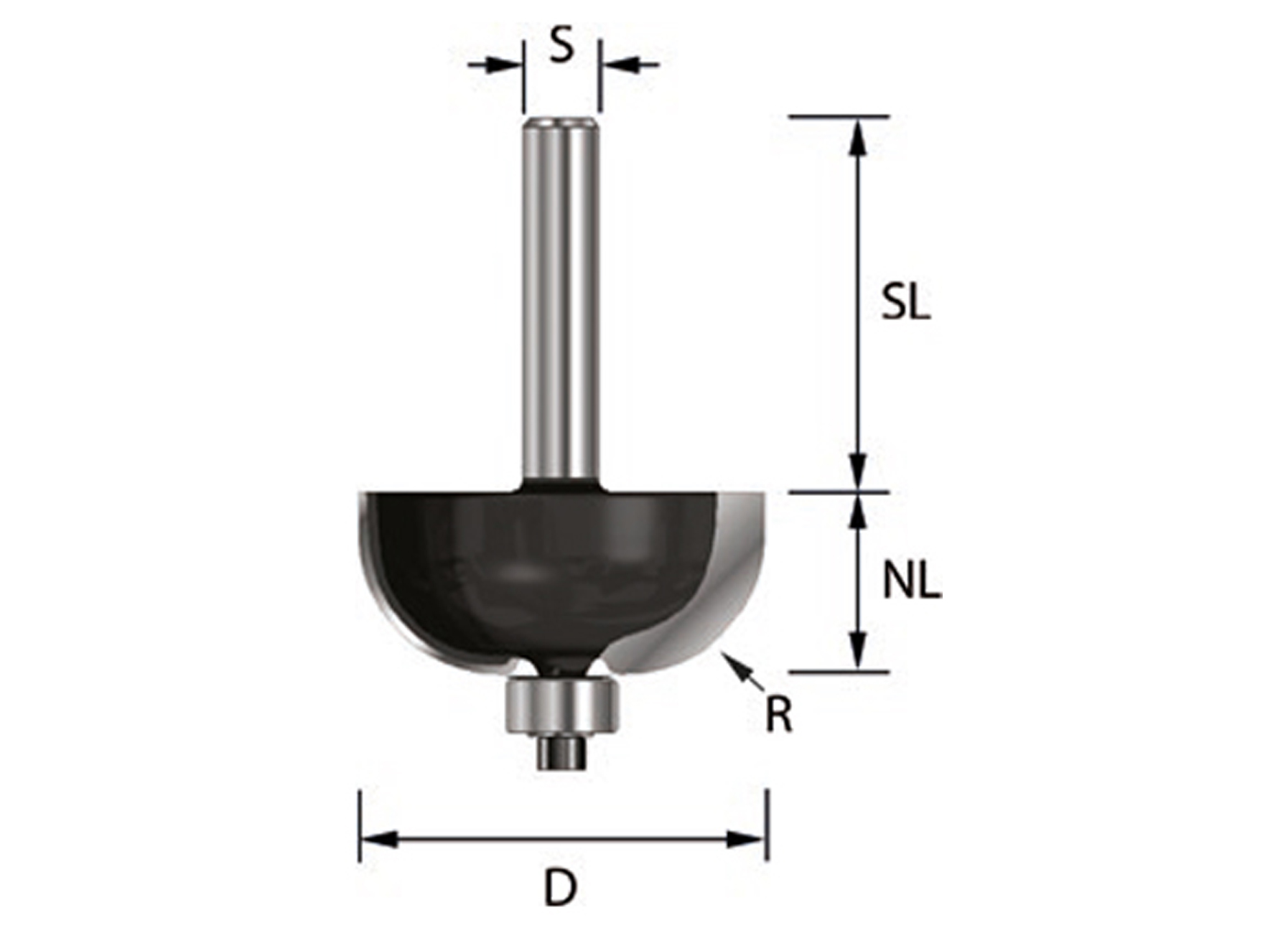 ENT HW FRAISE A GORGES ROULEMENT A BILLES S8 R6.35MM