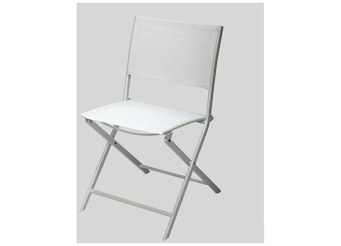 CHAISE PLIANTE BLANCHE ACIER/TEXTILENE 