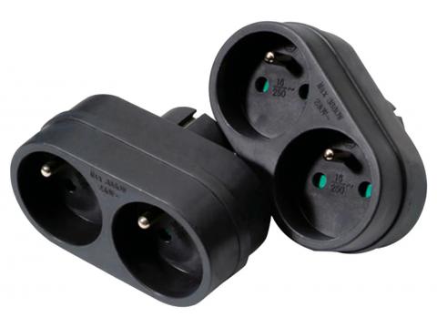 DOUBLE PRISE 2X16A NOIR 2 PCS