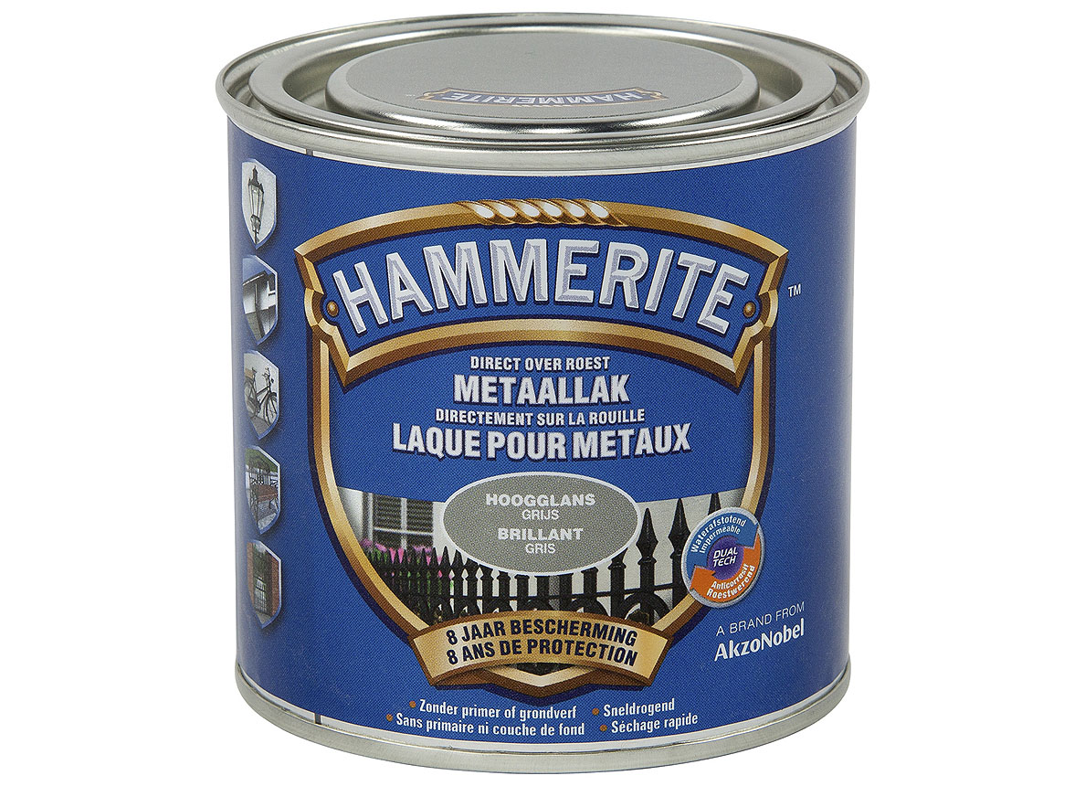 HAMMERITE HOOGGLANSLAK GRIJS 250ML