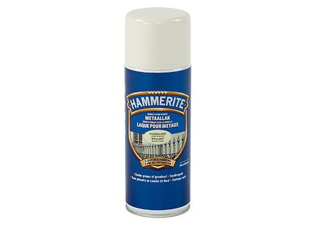 HAMMERITE HOOGGLANSLAK SPRAY GEBROKEN WIT 400ML