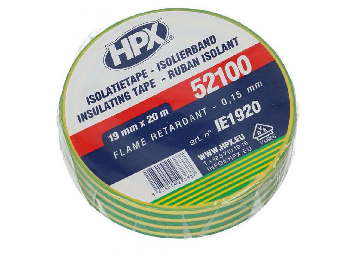 HPX RUBANT ISOLANT JAUNE/VERT 19MM X 20M