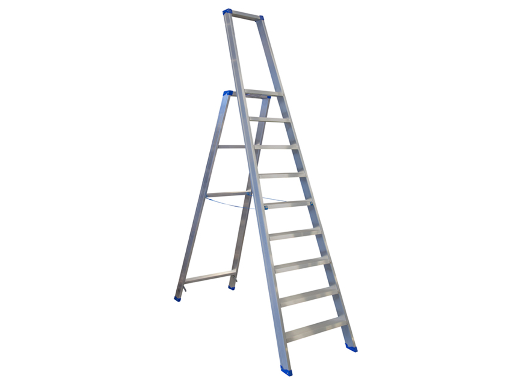 INDUSTRIELE TRAPLADDER ALU 9 TREDEN MET BEUGEL