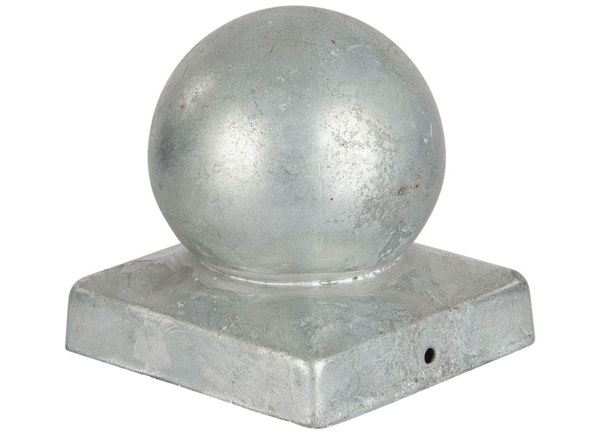 CAPUCHON POUR POTEAU AVEC SPHERE GALVANISE 90X90MM