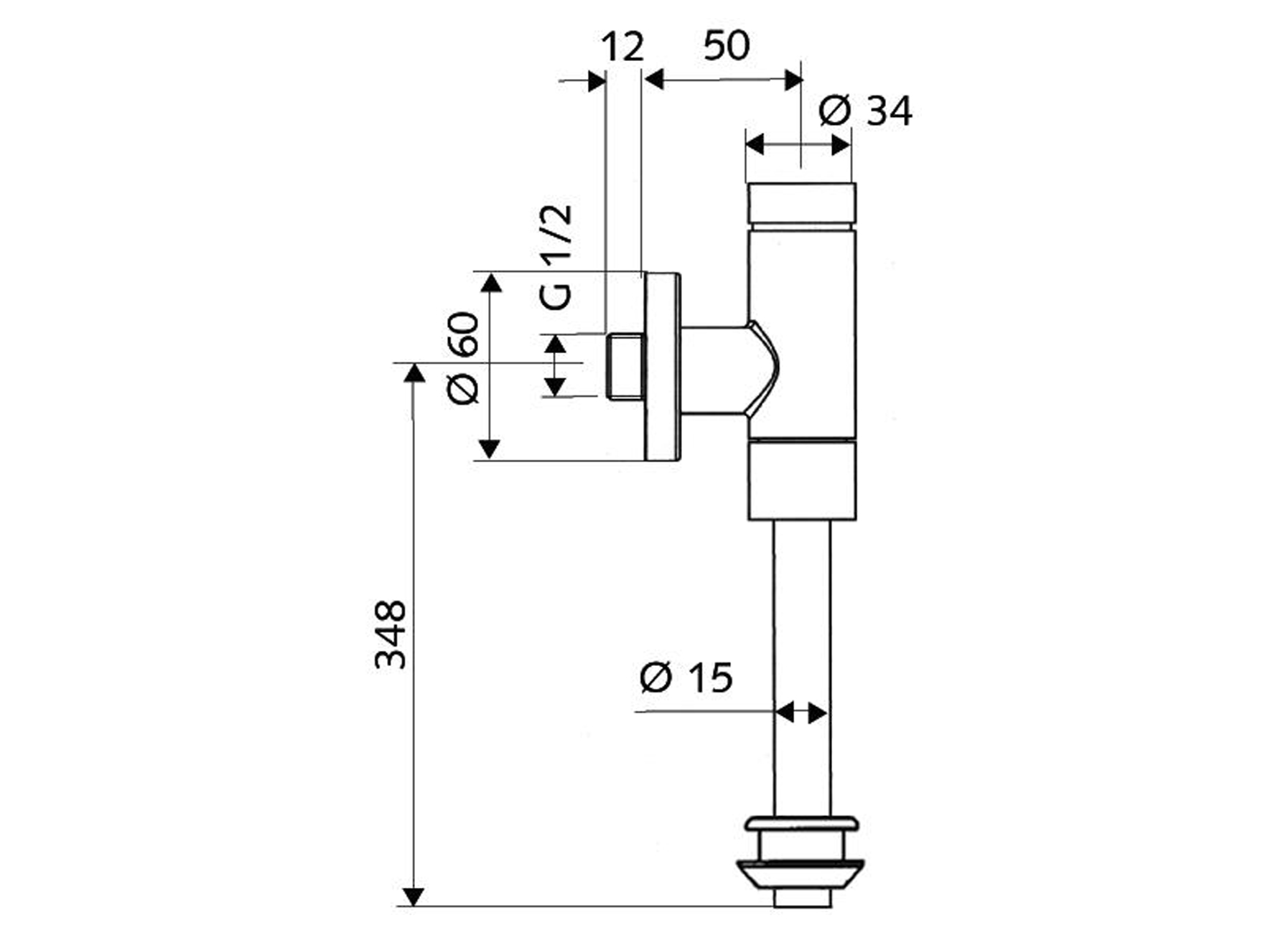 SCHELLOMAT BASIC OPBOUW URINOIR DRUKSPOELER 1/2''''