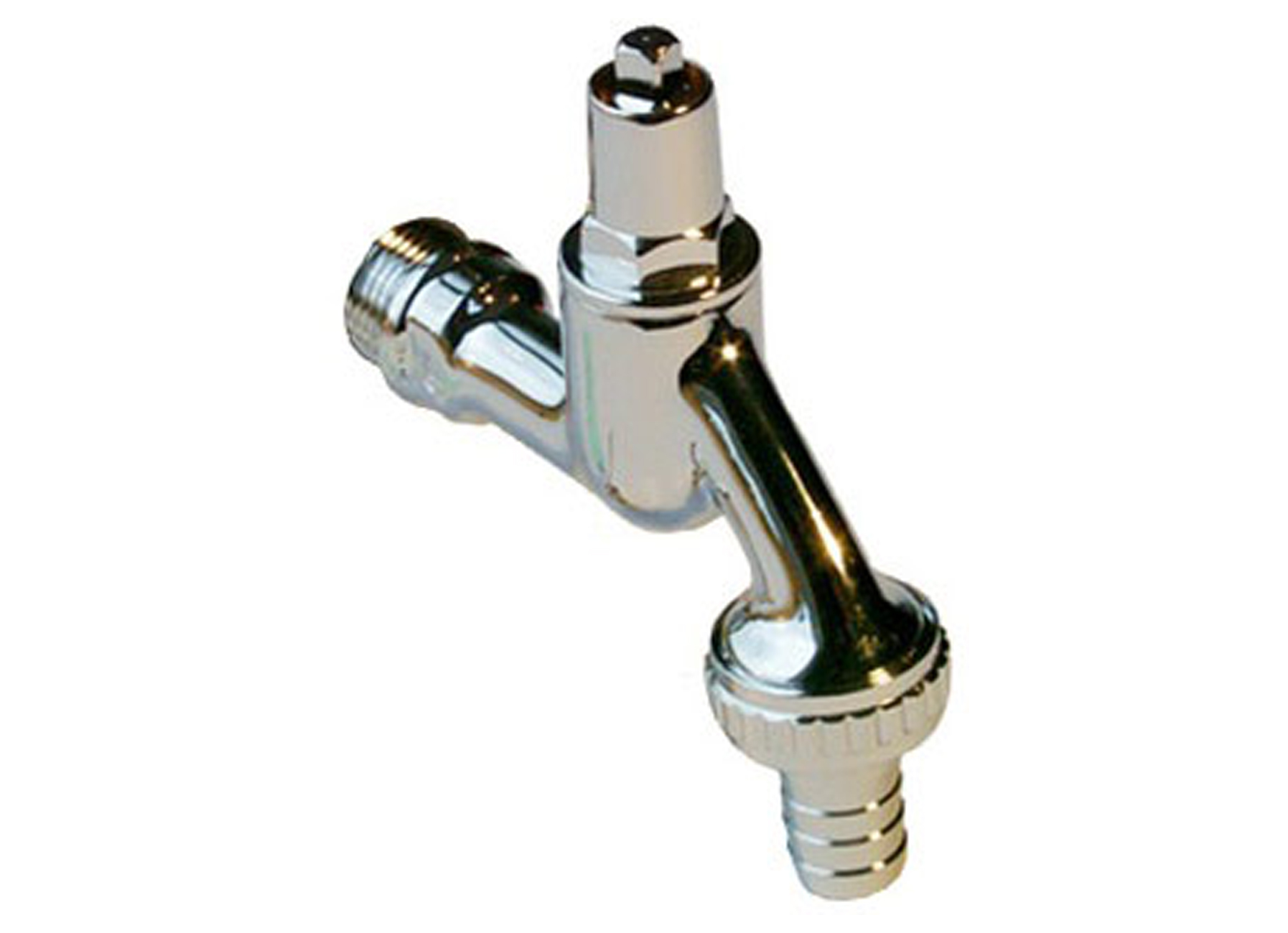 DUBBELE DIENSTKRAAN MET SLEUTEL CHROOM 1/2''