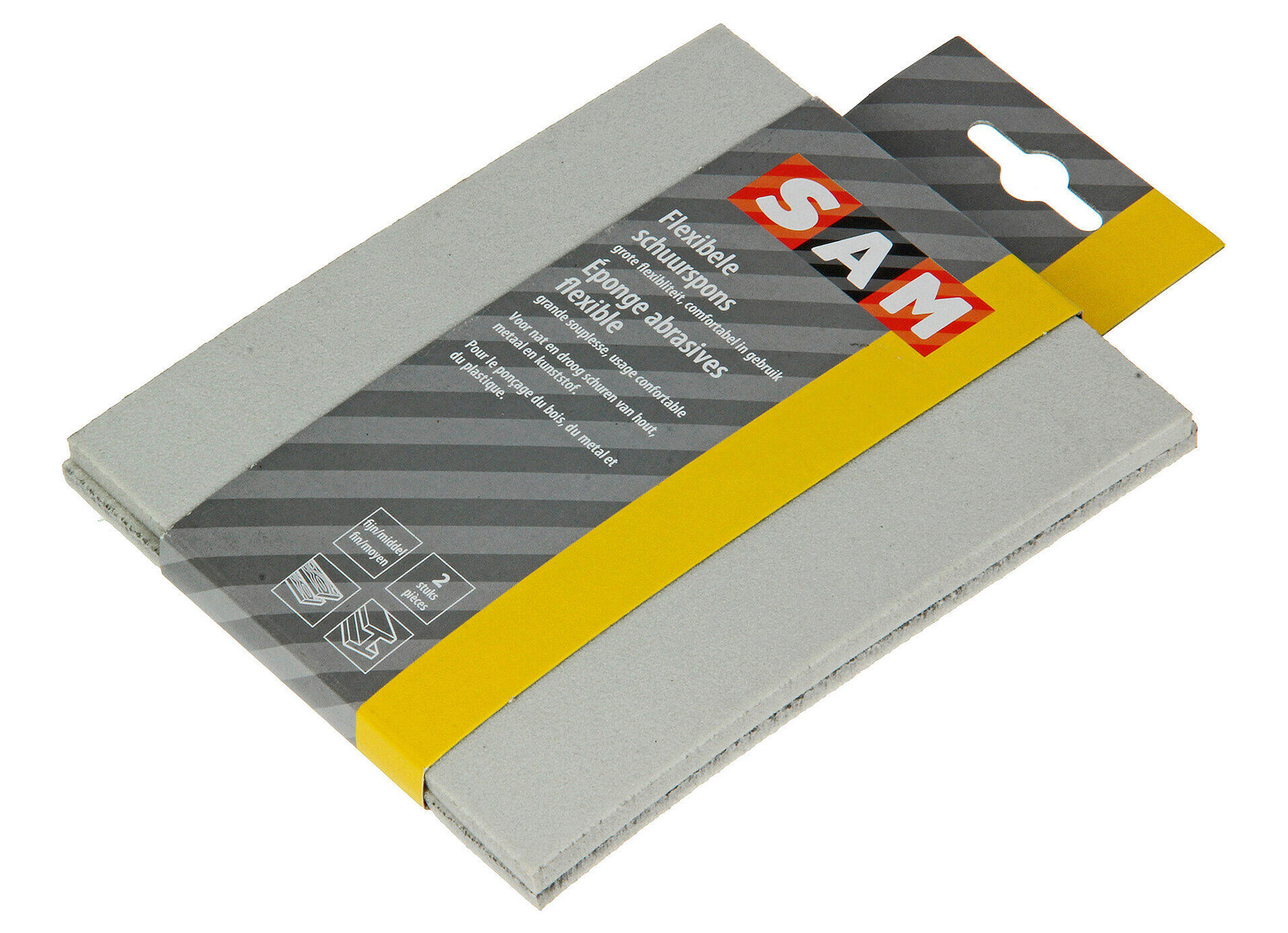 SAM TAMPON ABRASIF FLEXIBLE 140X116MM FIN/MOYEN 2 PC