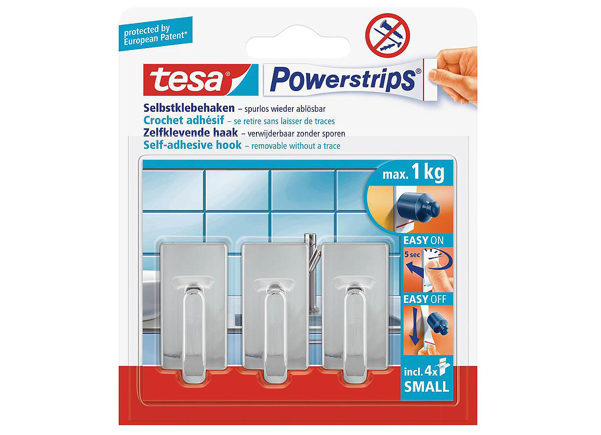 TESA POWERSTRIPS 3 MINI CROCHETS CLASSIC CHROME