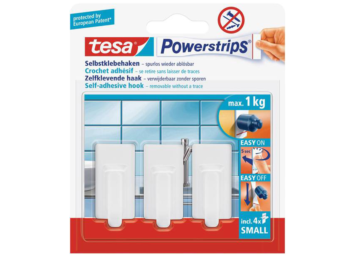 TESA POWERSTRIPS 3 MINI CHROCHETS TREND BLANC