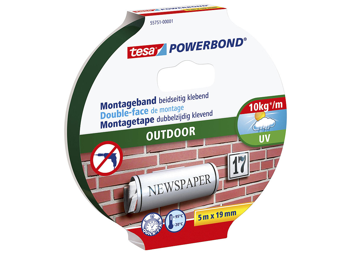 TESA POWERBOND OUTDOOR MONTAGETAPE DUBBELZIJDIG 5MX19MM