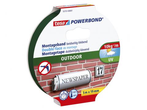 TESA POWERBOND OUTDOOR RUBAN ADHESIF DE MONTAGE DOUBLE-FACE 5Mx19MM