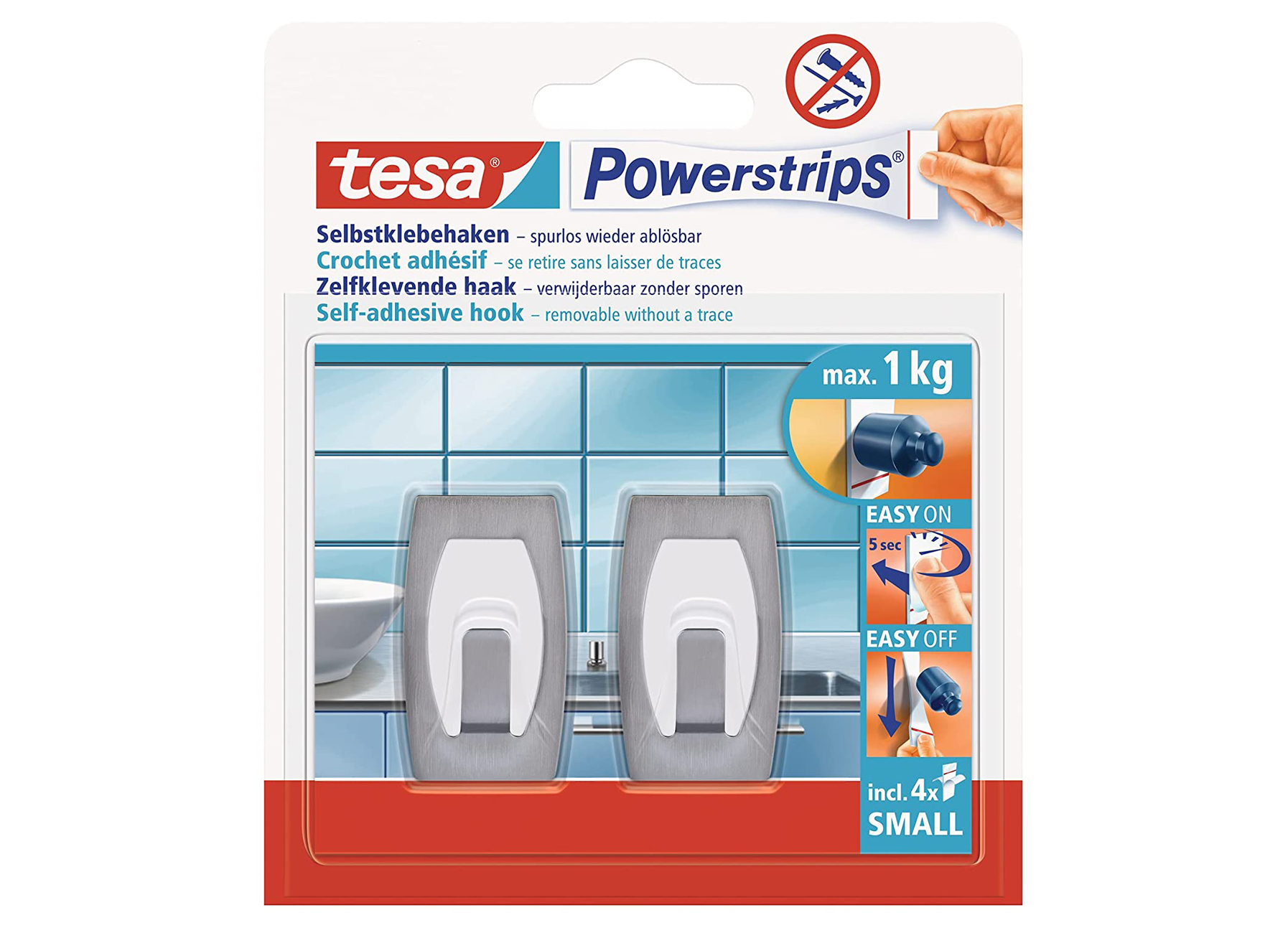 TESA POWERSTRIPS ZELFKLEVENDE HAAK S METAAL CONVEX